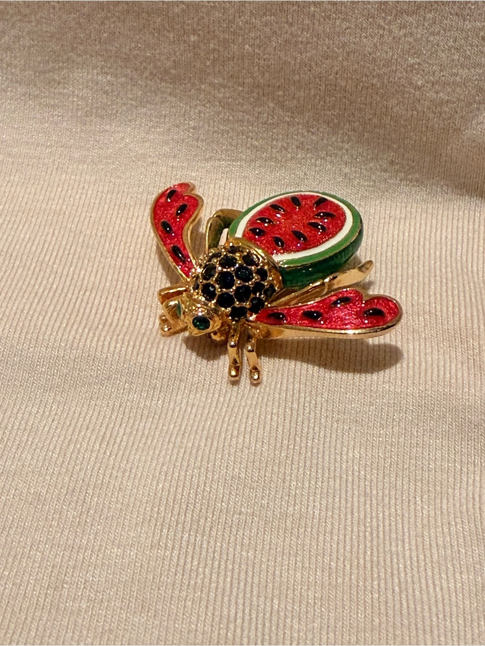 Vintage Joan Rivers Watermelon Bee Brooch
